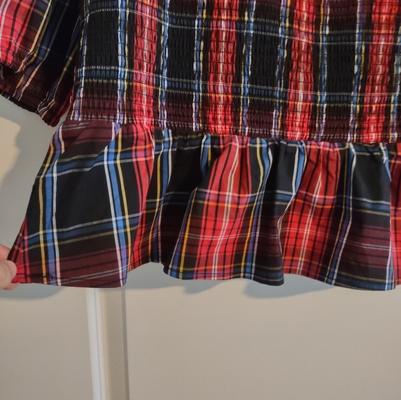 Draper James RSVP Plaid Smocked Peplum Top - Picture 7 of 14